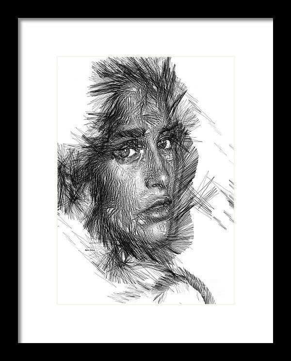 Framed Print - Female Sketch In Black And White