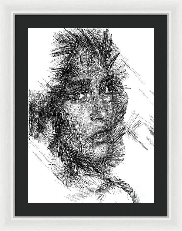 Framed Print - Female Sketch In Black And White