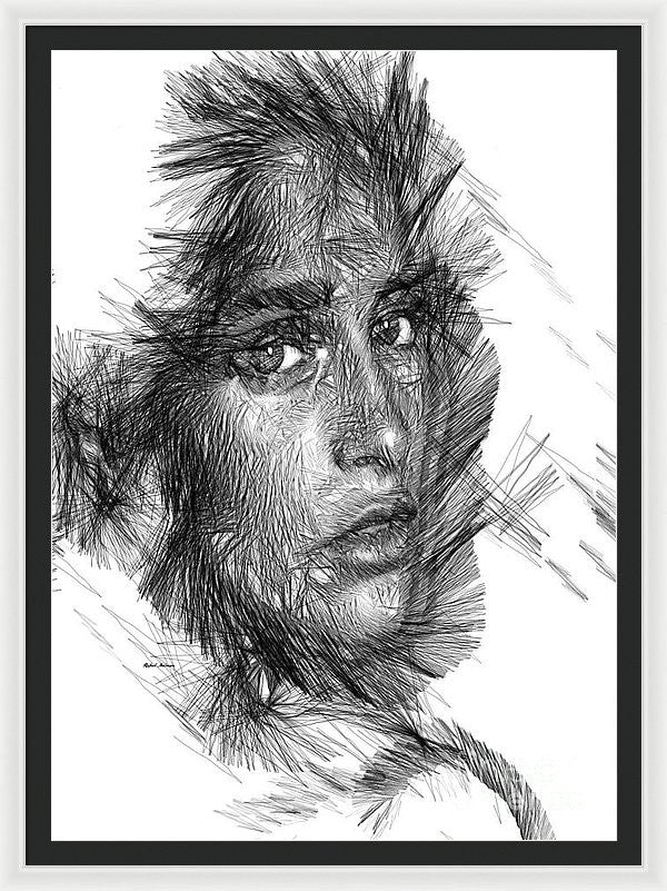 Framed Print - Female Sketch In Black And White