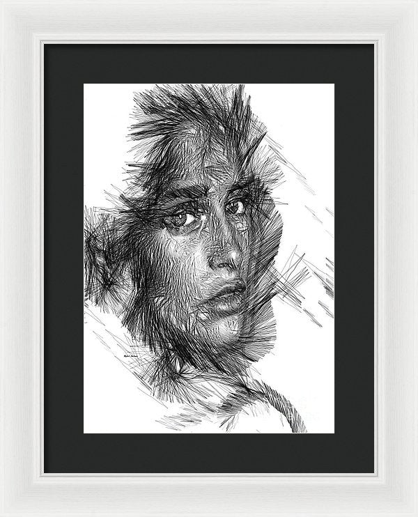 Framed Print - Female Sketch In Black And White