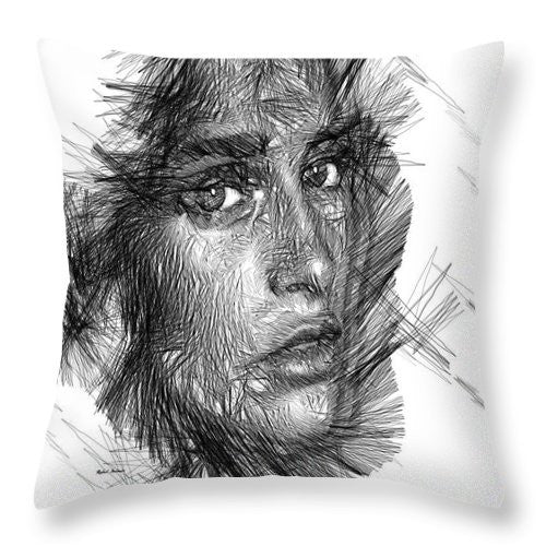 Throw Pillow - Female Sketch In Black And White