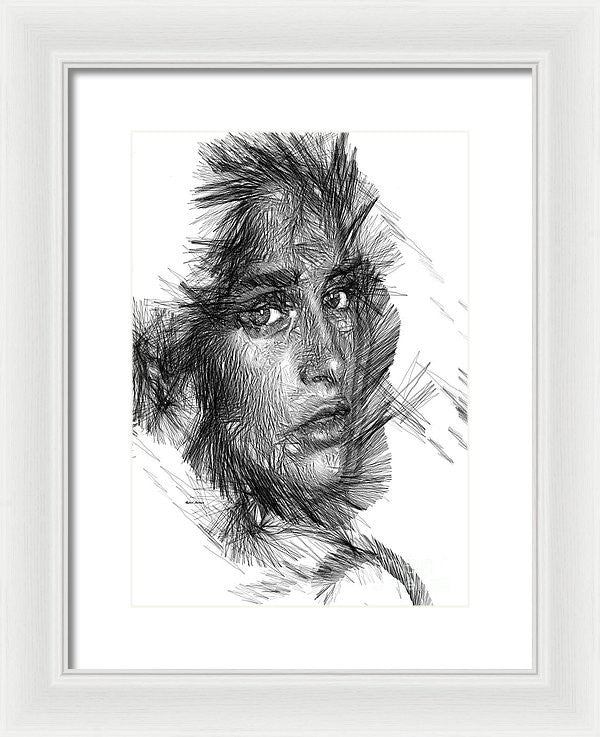 Framed Print - Female Sketch In Black And White