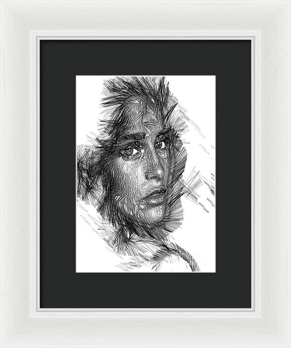 Framed Print - Female Sketch In Black And White