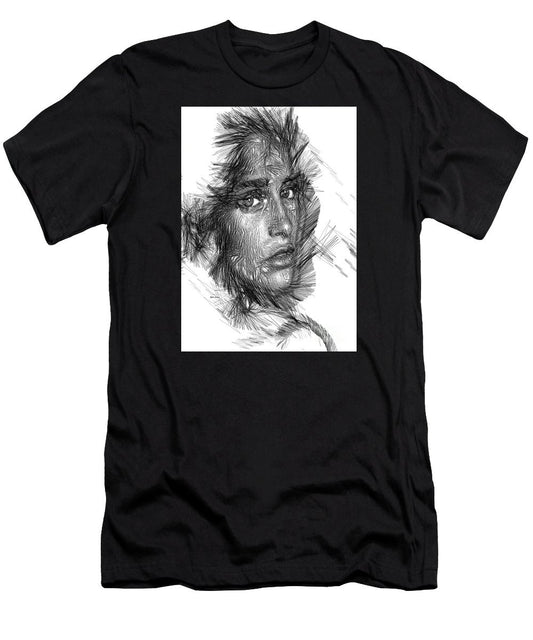 Men's T-Shirt (Slim Fit) - Female Sketch In Black And White