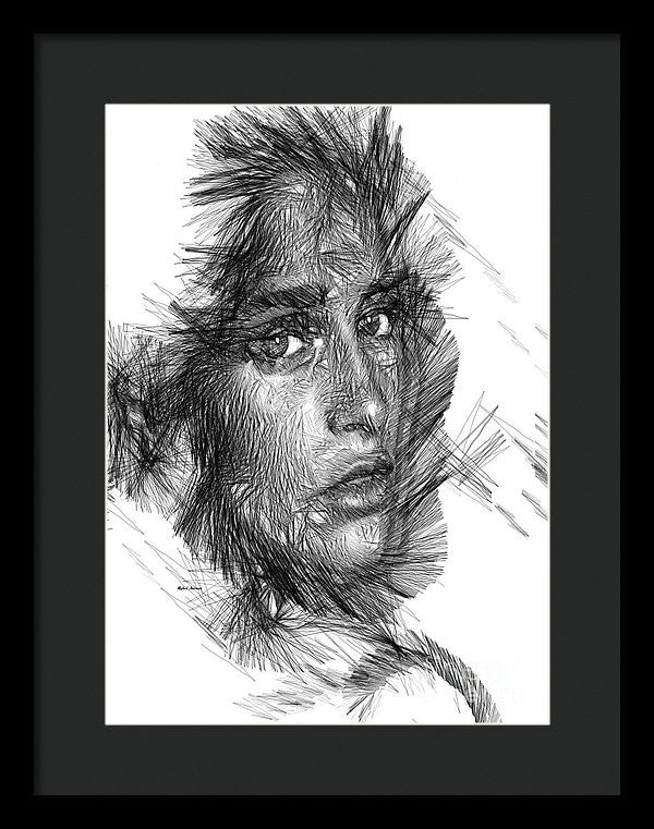 Framed Print - Female Sketch In Black And White