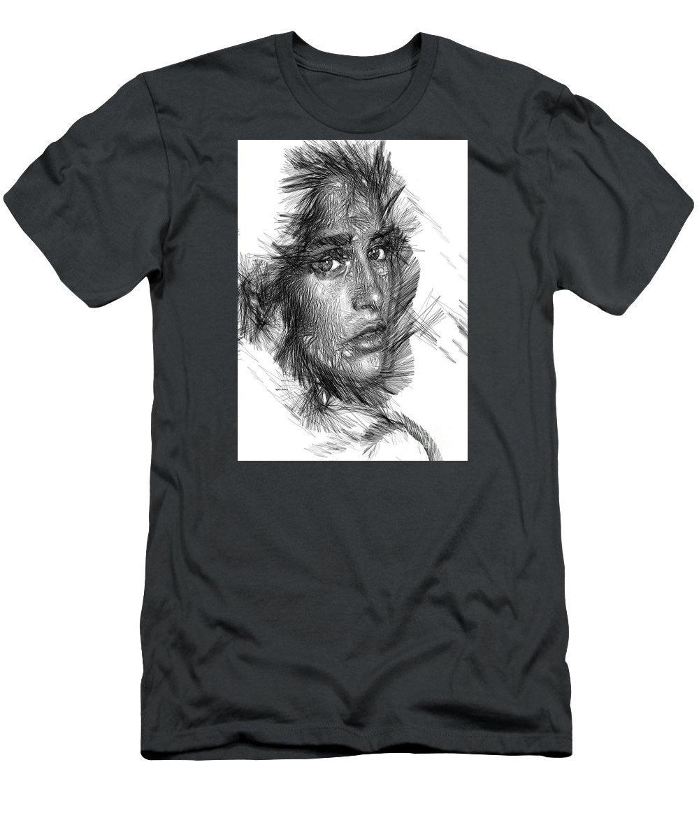 Men's T-Shirt (Slim Fit) - Female Sketch In Black And White