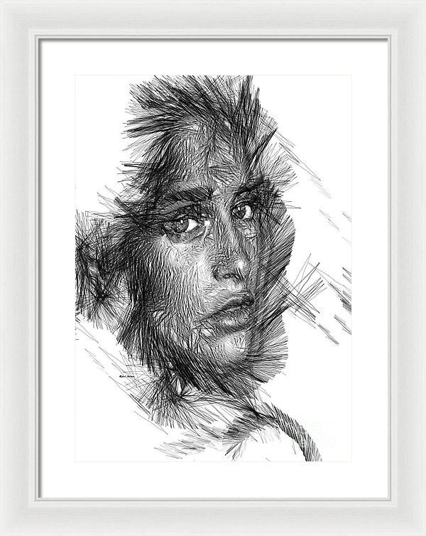 Framed Print - Female Sketch In Black And White