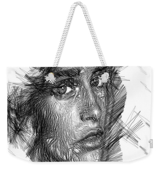 Weekender Tote Bag - Female Sketch In Black And White