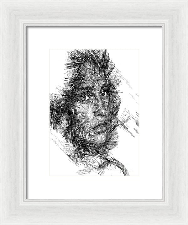 Framed Print - Female Sketch In Black And White