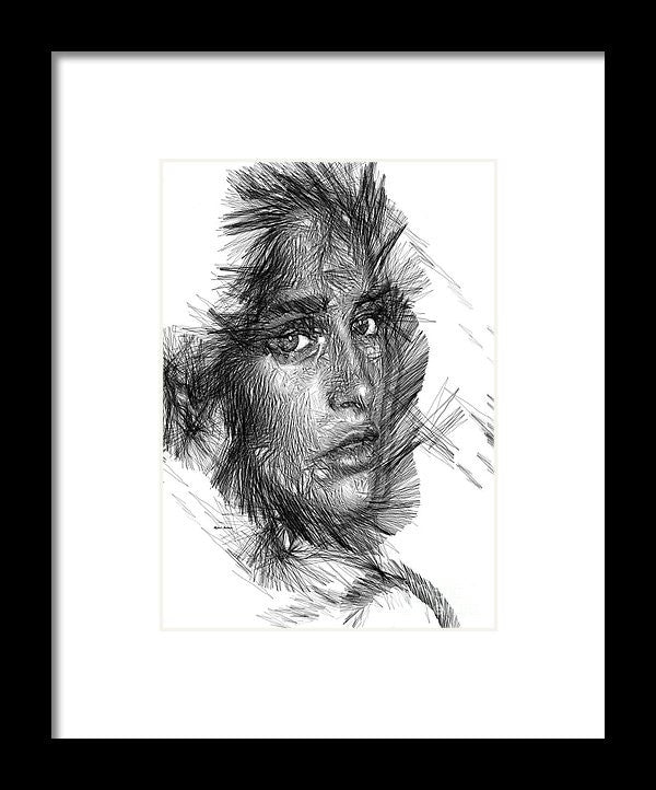 Framed Print - Female Sketch In Black And White