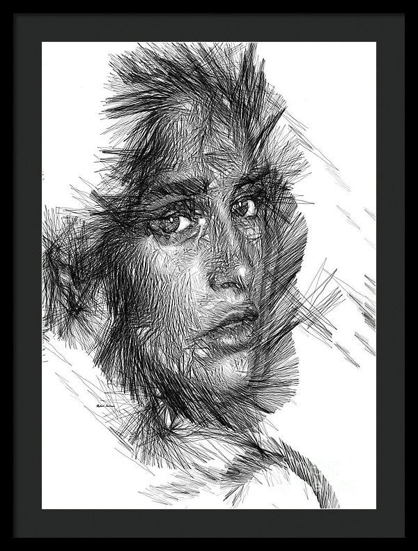 Framed Print - Female Sketch In Black And White