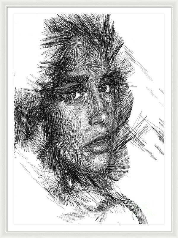 Framed Print - Female Sketch In Black And White