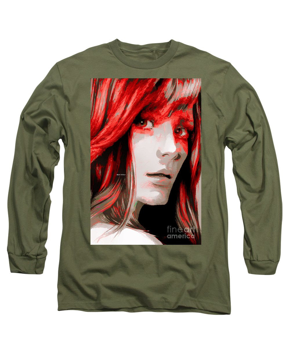 Long Sleeve T-Shirt - Female Sketch In Red