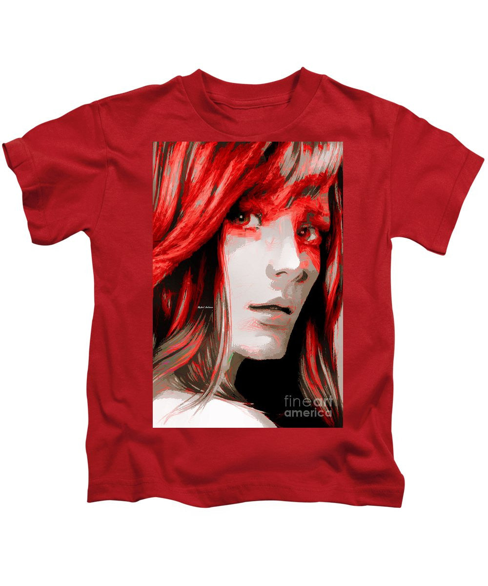 Kids T-Shirt - Female Sketch In Red