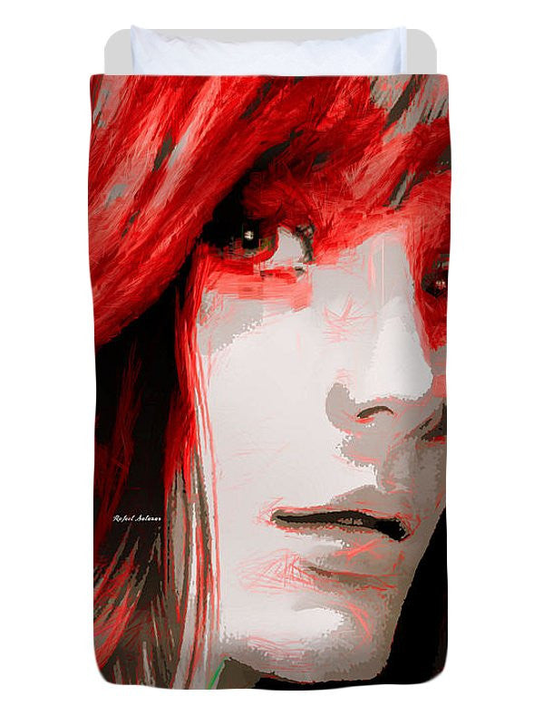Duvet Cover - Female Sketch In Red