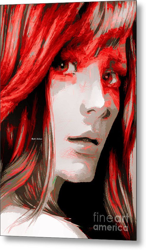 Metal Print - Female Sketch In Red