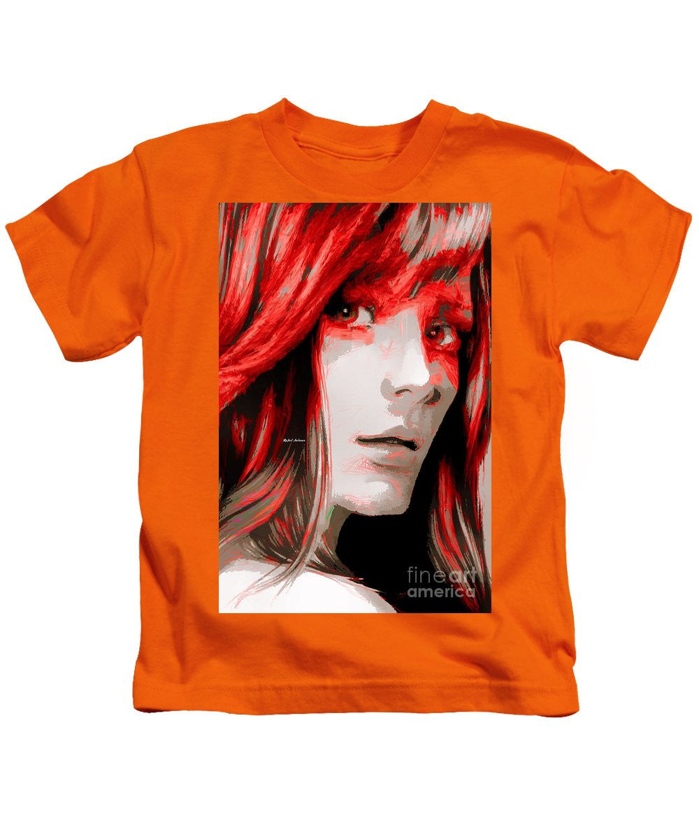 Kids T-Shirt - Female Sketch In Red