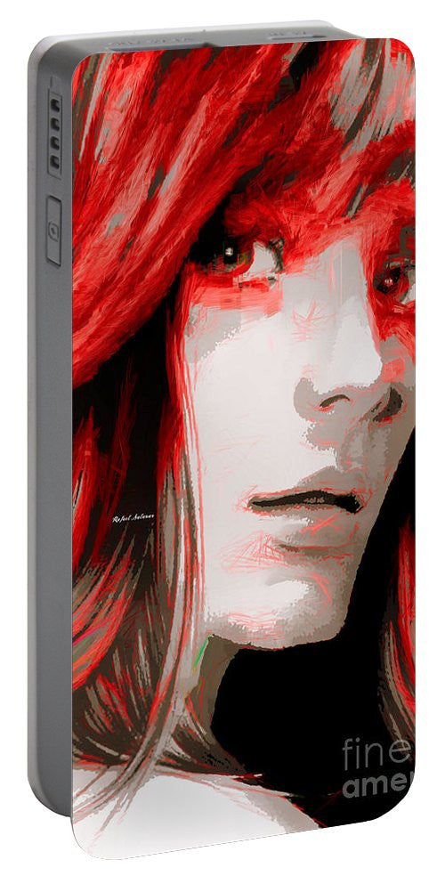 Portable Battery Charger - Female Sketch In Red