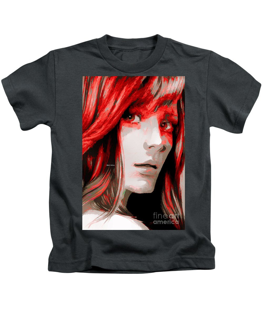 Kids T-Shirt - Female Sketch In Red