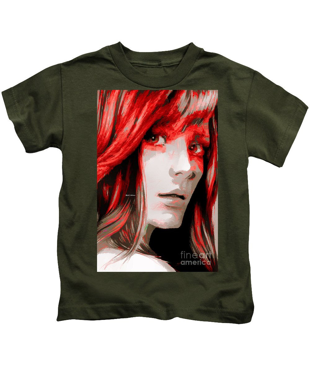 Kids T-Shirt - Female Sketch In Red