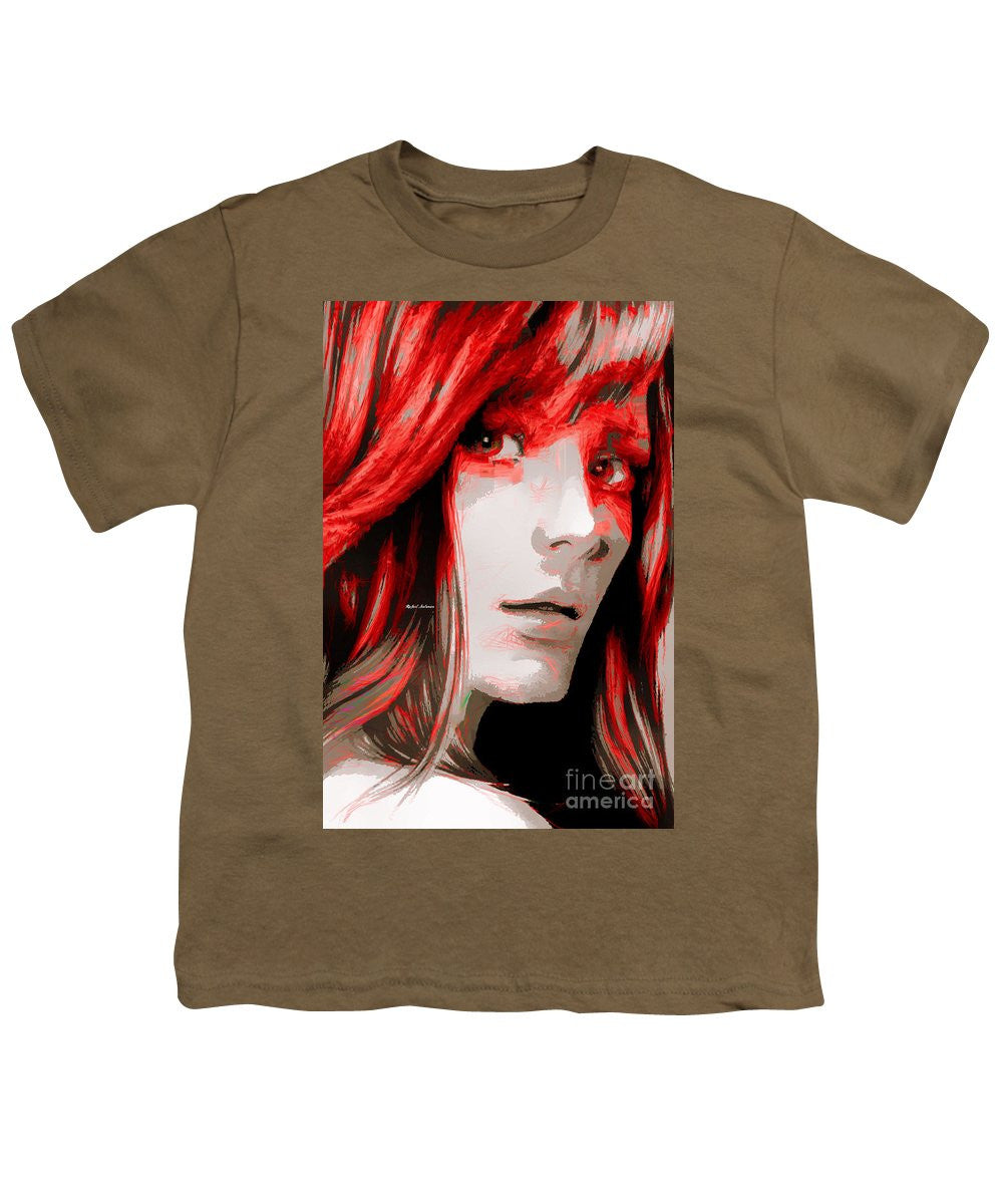 Youth T-Shirt - Female Sketch In Red