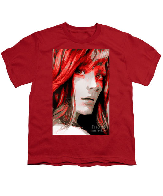 Youth T-Shirt - Female Sketch In Red