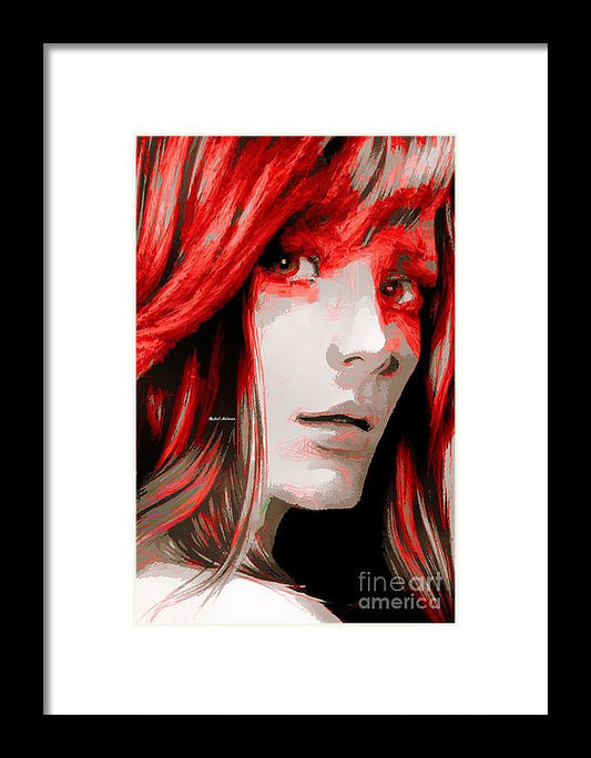 Framed Print - Female Sketch In Red