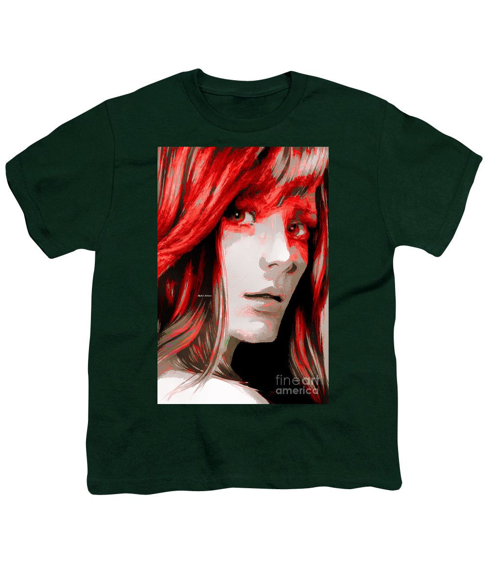 Youth T-Shirt - Female Sketch In Red