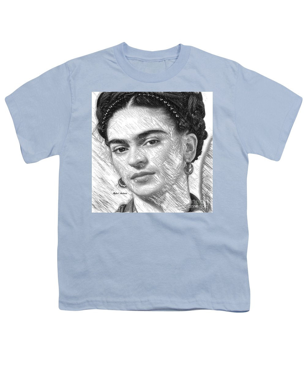 Frida Drawing In Black And White - Youth T-Shirt