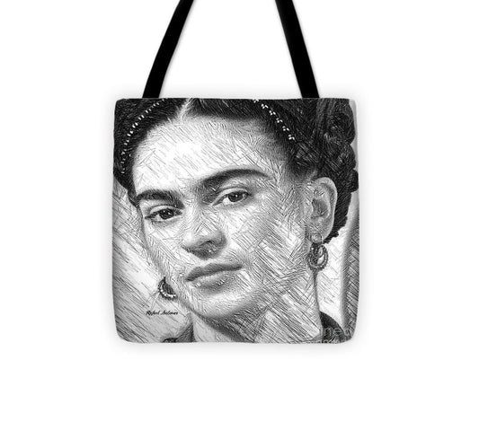 Frida Drawing In Black And White - Tote Bag