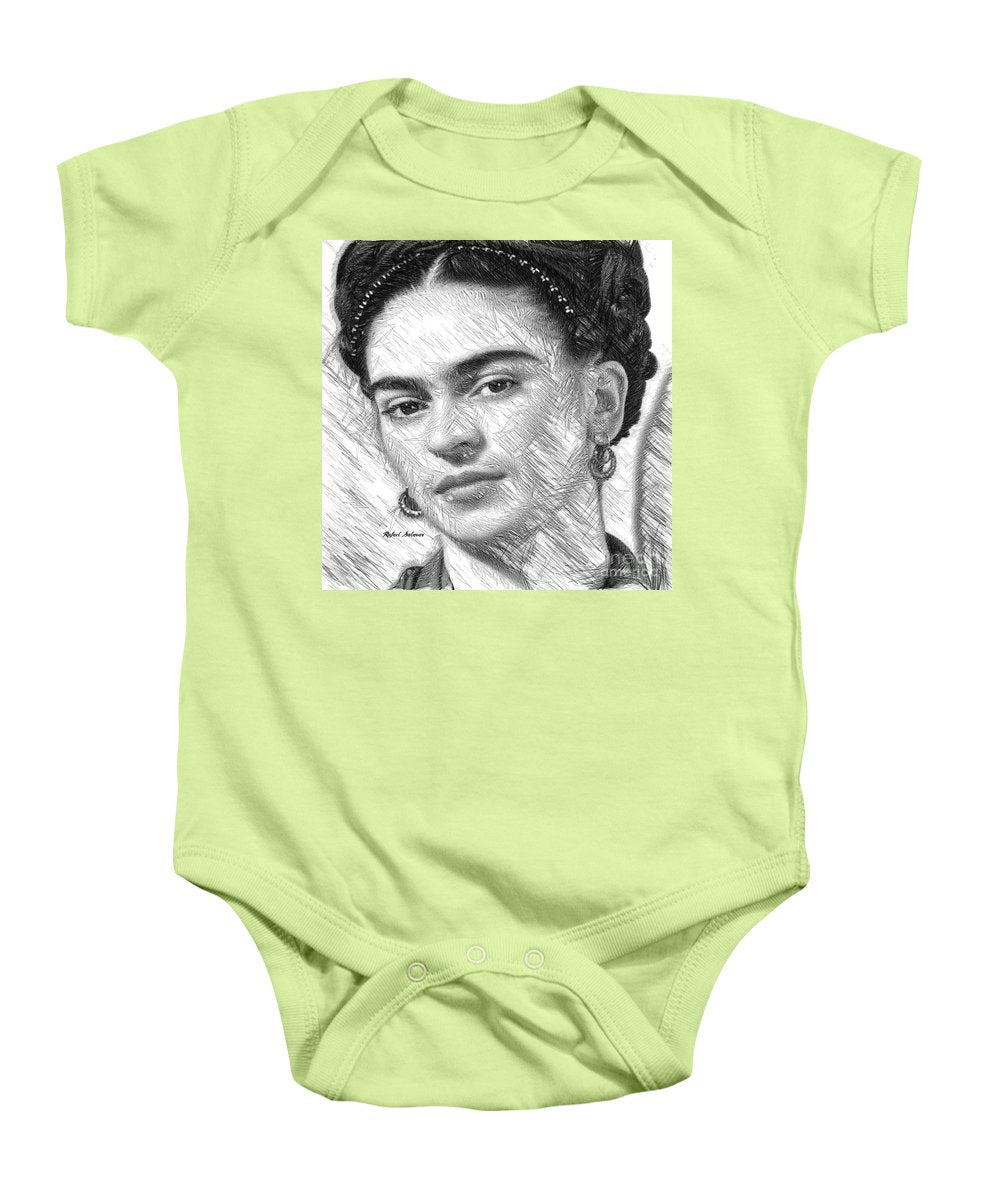 Frida Drawing In Black And White - Baby Onesie