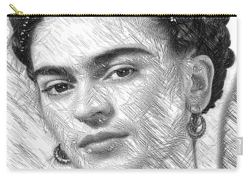 Frida Drawing In Black And White - Carry-All Pouch