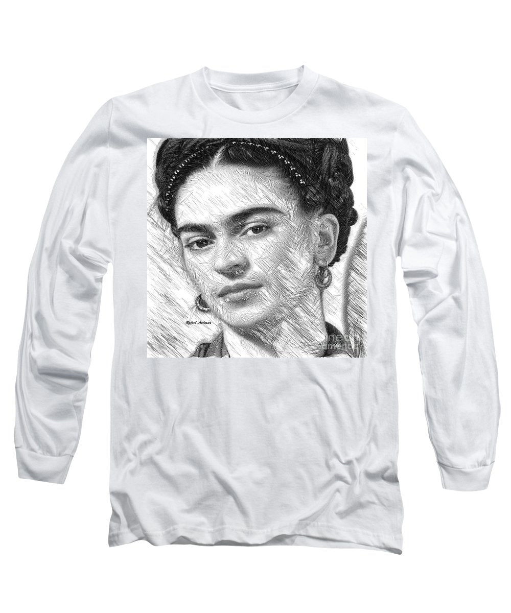 Frida Drawing In Black And White - Long Sleeve T-Shirt