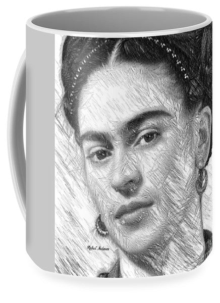 Frida Drawing In Black And White - Mug