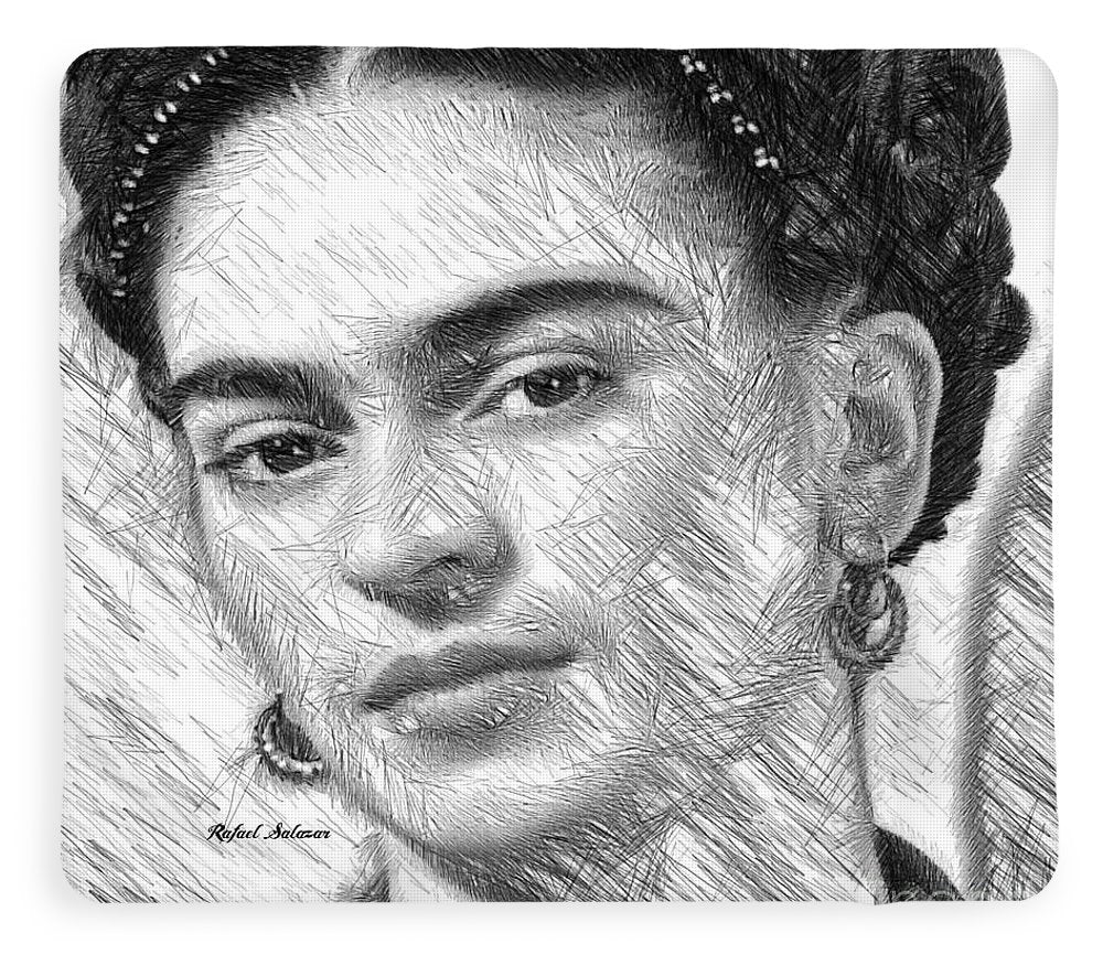 Frida Drawing In Black And White - Blanket