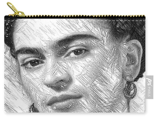 Frida Drawing In Black And White - Carry-All Pouch