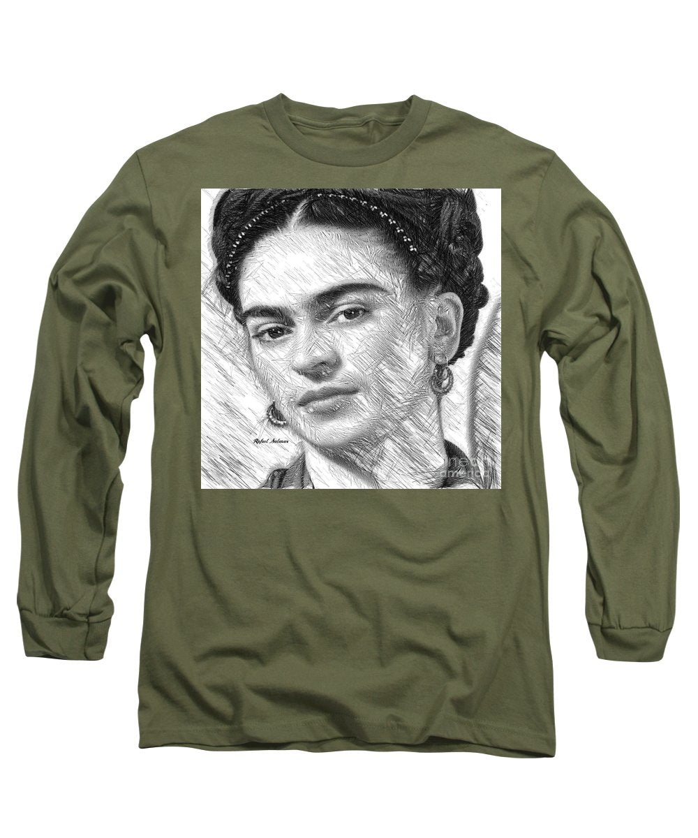 Frida Drawing In Black And White - Long Sleeve T-Shirt