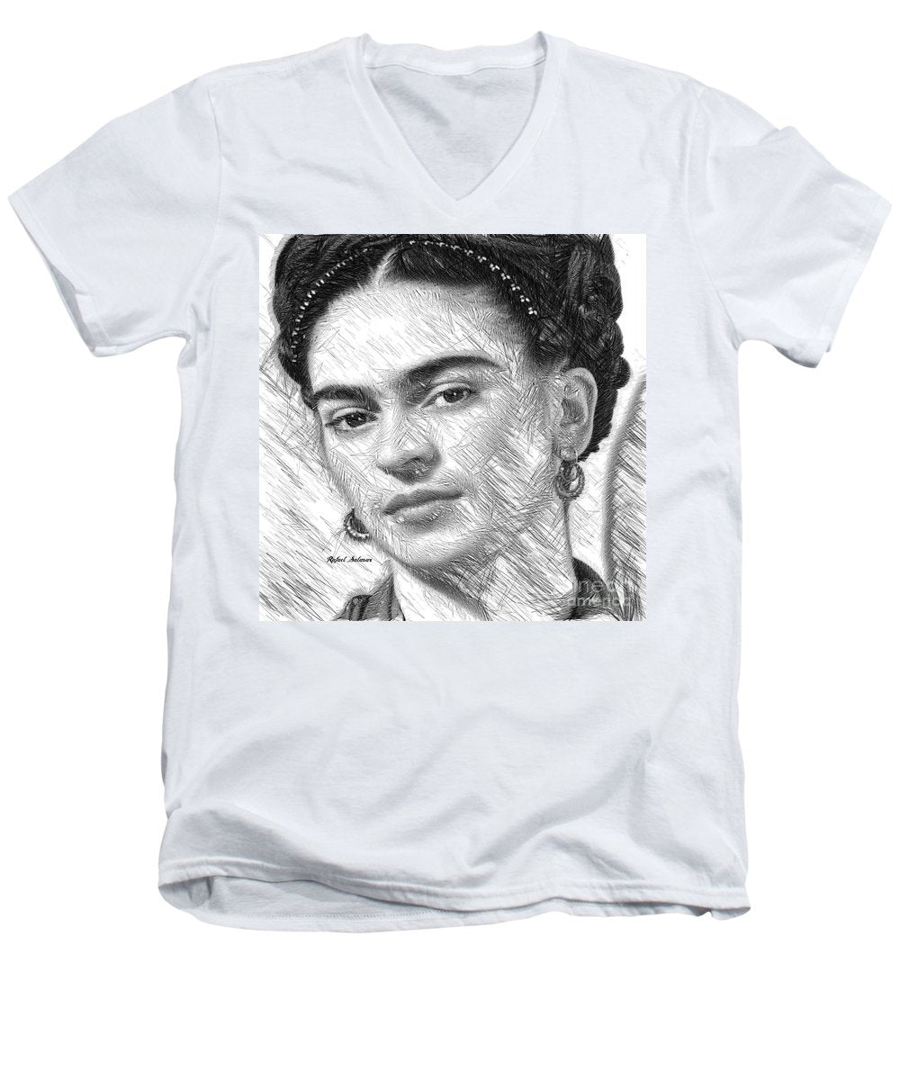 Frida Drawing In Black And White - Men's V-Neck T-Shirt