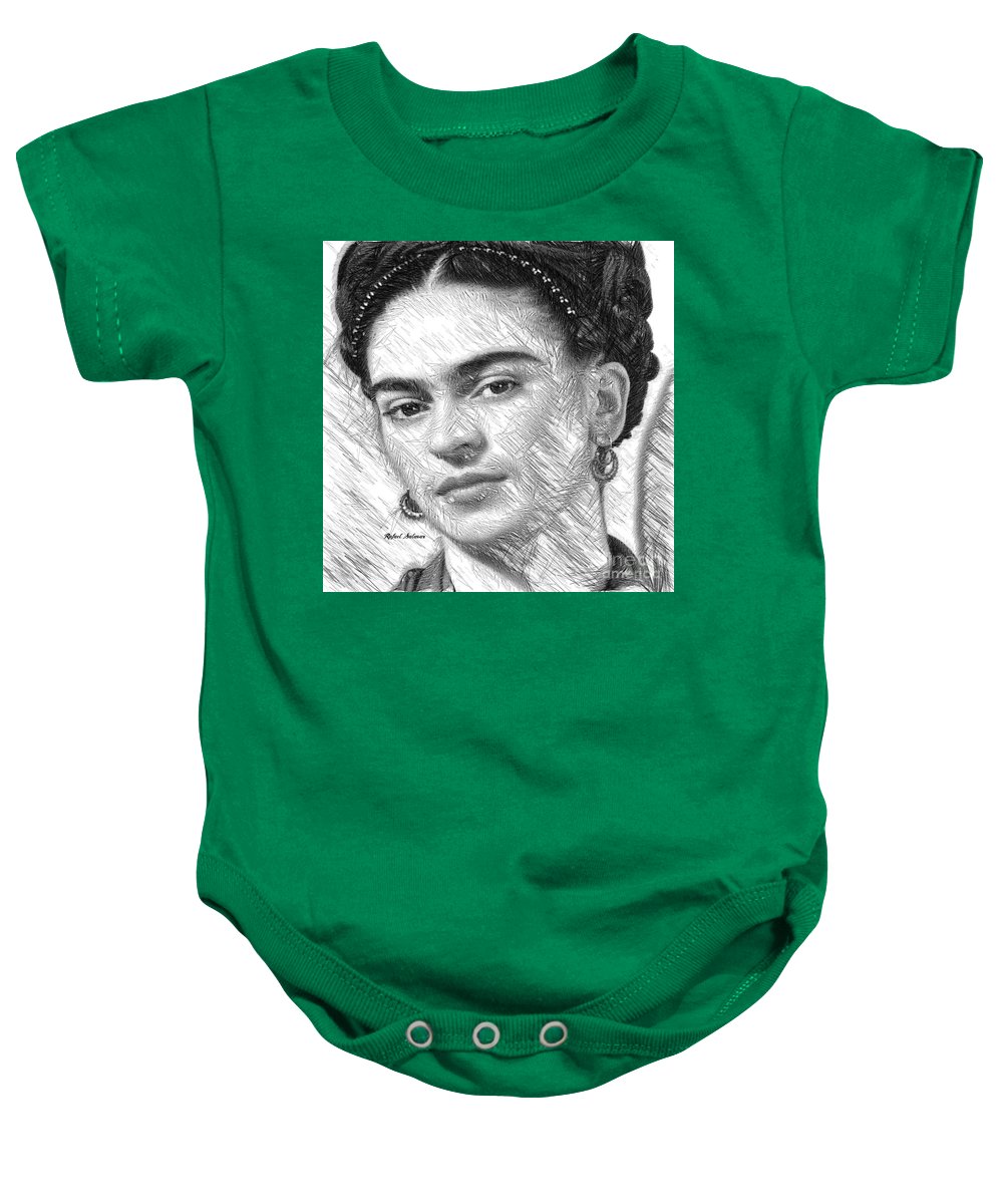 Frida Drawing In Black And White - Baby Onesie