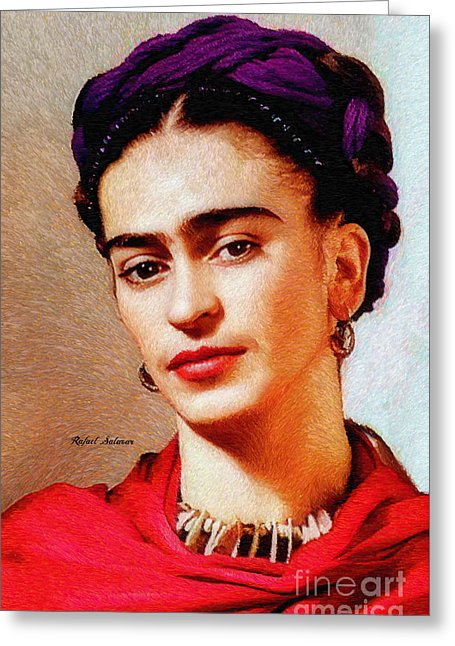 Frida In Red - Greeting Card