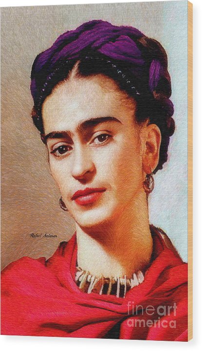 Frida In Red - Wood Print