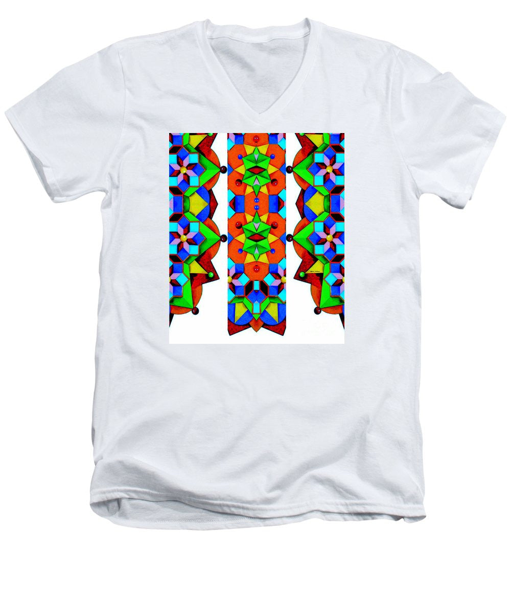 Men's V-Neck T-Shirt - Geometric 9741a