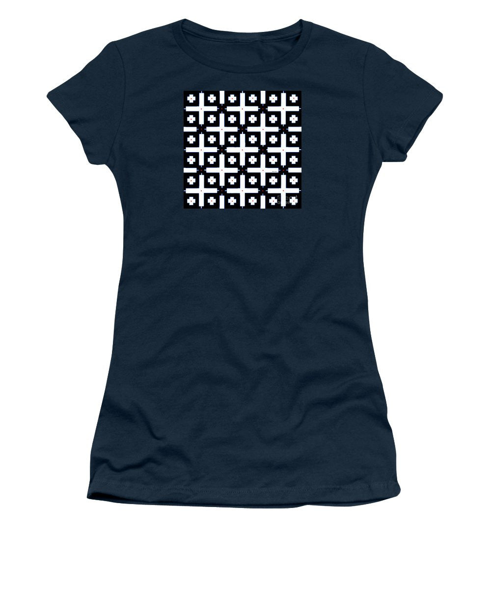 Women's T-Shirt (Junior Cut) - Geometric In Black And White