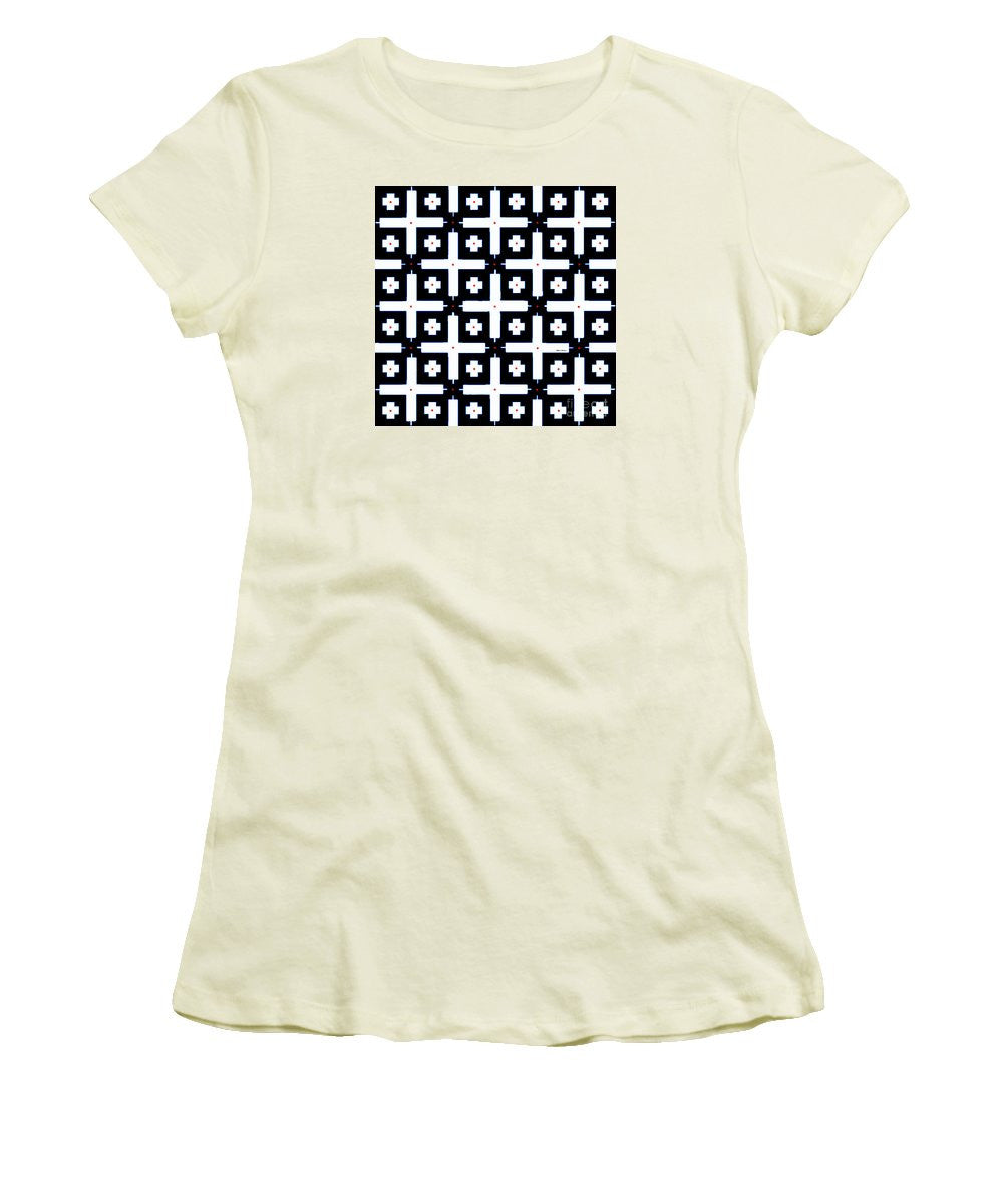 Women's T-Shirt (Junior Cut) - Geometric In Black And White