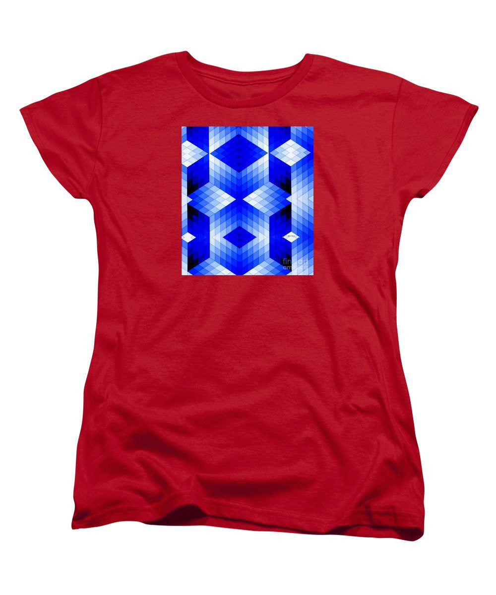 Women's T-Shirt (Standard Cut) - Geometric In Blue