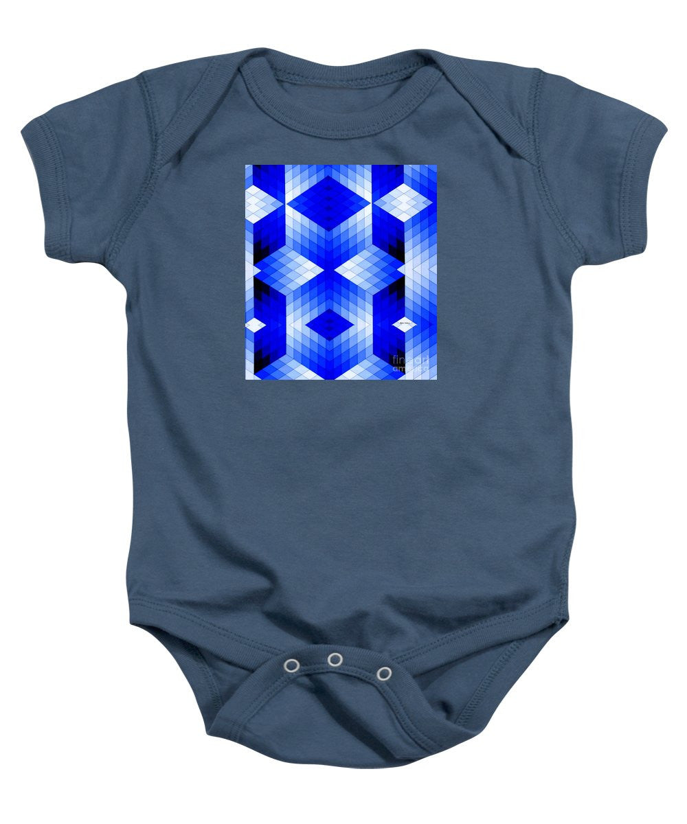 Grenouillère pour bébé - Motif géométrique en bleu