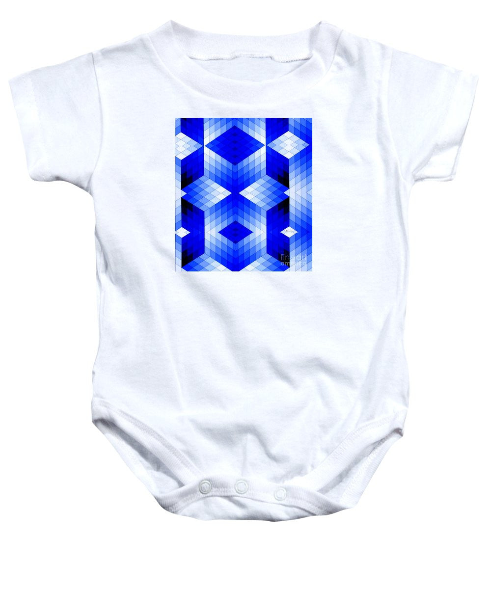 Grenouillère pour bébé - Motif géométrique en bleu