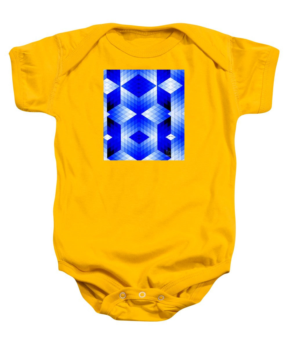 Grenouillère pour bébé - Motif géométrique en bleu