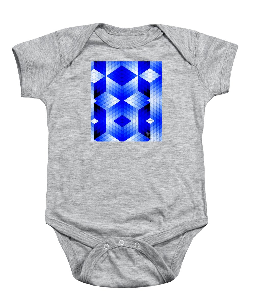 Grenouillère pour bébé - Motif géométrique en bleu