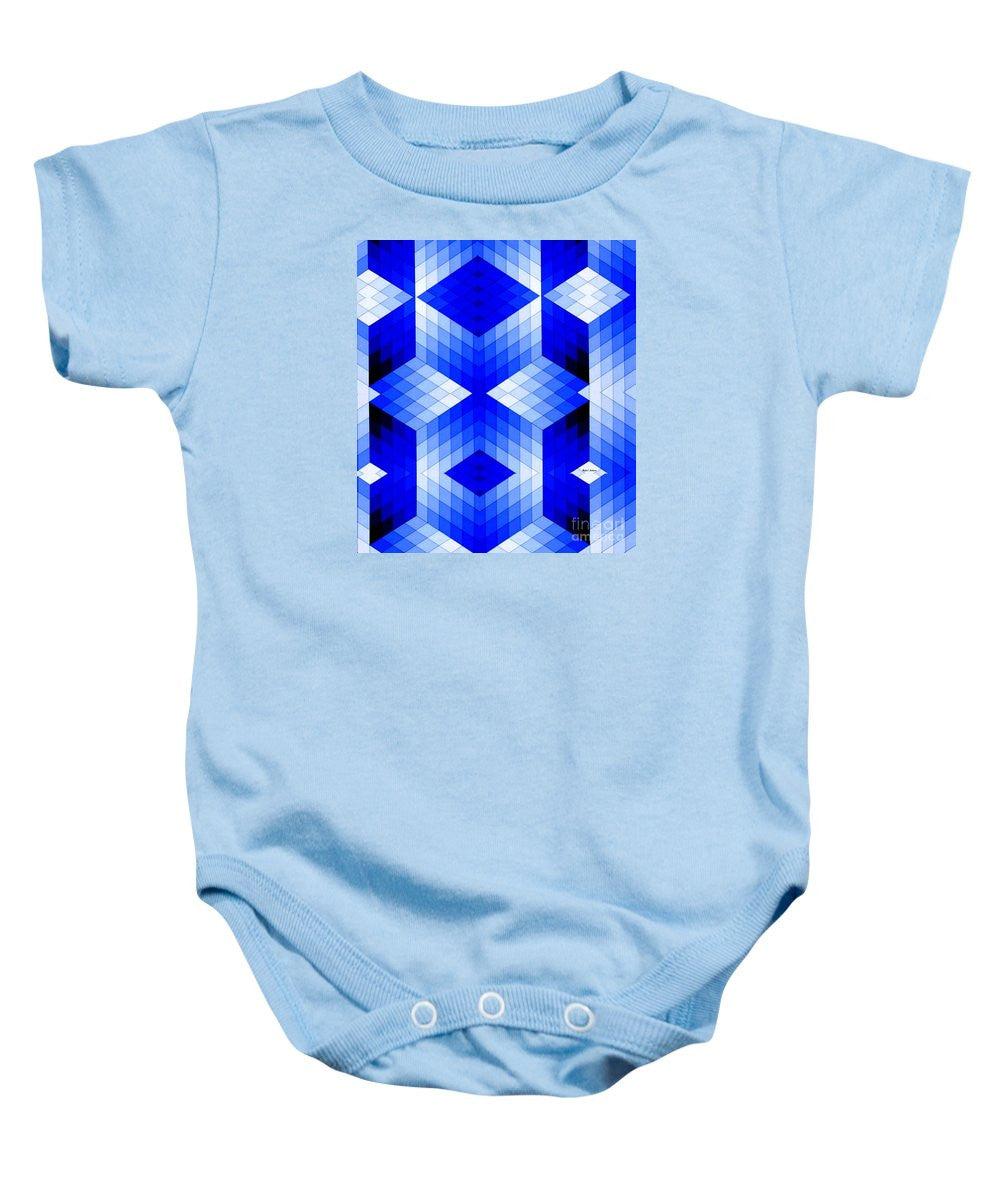 Grenouillère pour bébé - Motif géométrique en bleu